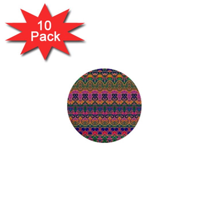 Boho Colorful Pattern 1  Mini Buttons (10 pack) 