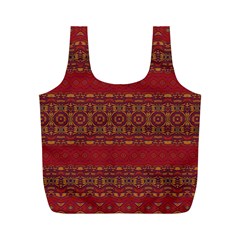 Boho Red Gold Full Print Recycle Bag (m) by SpinnyChairDesigns