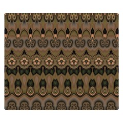 Boho Green Brown Pattern Double Sided Flano Blanket (small)  by SpinnyChairDesigns