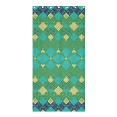 Boho Green Blue Checkered Shower Curtain 36  X 72  (stall)  by SpinnyChairDesigns