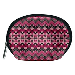 Boho Pink Grey  Accessory Pouch (medium) by SpinnyChairDesigns