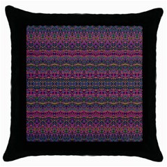 Boho Pink Mauve Blue Throw Pillow Case (black) by SpinnyChairDesigns
