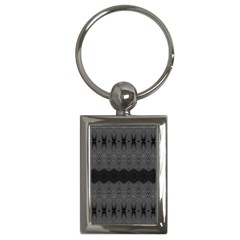 Boho Black Grey Pattern Key Chain (rectangle) by SpinnyChairDesigns