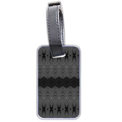 Boho Black Grey Pattern Luggage Tag (two Sides) by SpinnyChairDesigns