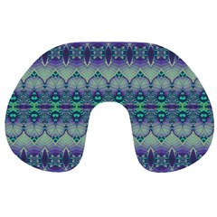 Boho Purple Teal Travel Neck Pillow by SpinnyChairDesigns