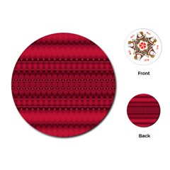 Crimson Red Pattern Playing Cards Single Design (round) by SpinnyChairDesigns