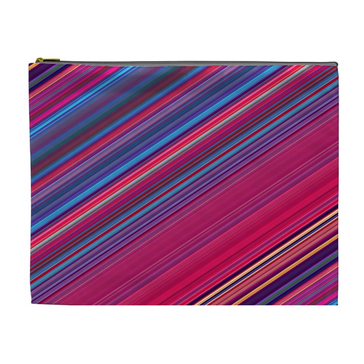 Boho Pink Blue Stripes Cosmetic Bag (XL)