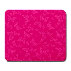 Magenta Pink Butterflies Pattern Large Mousepads by SpinnyChairDesigns