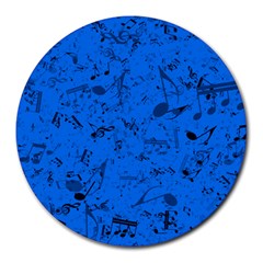 Cornflower Blue Music Notes Round Mousepads by SpinnyChairDesigns