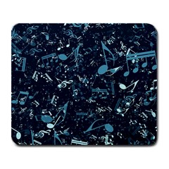 Prussian Blue Music Notes Large Mousepads by SpinnyChairDesigns