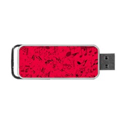 Scarlet Red Music Notes Portable Usb Flash (two Sides) by SpinnyChairDesigns