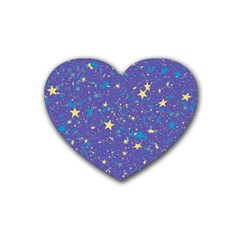 Starry Night Purple Heart Coaster (4 Pack)  by SpinnyChairDesigns