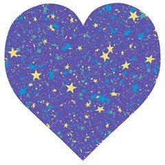 Starry Night Purple Wooden Puzzle Heart by SpinnyChairDesigns