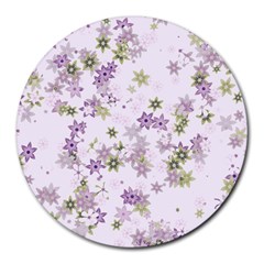 Purple Wildflower Print Round Mousepads by SpinnyChairDesigns