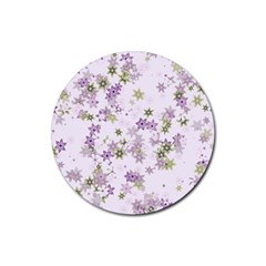 Purple Wildflower Print Rubber Coaster (round)  by SpinnyChairDesigns