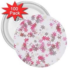 Pink Wildflower Print 3  Buttons (100 Pack)  by SpinnyChairDesigns