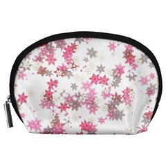 Pink Wildflower Print Accessory Pouch (large) by SpinnyChairDesigns