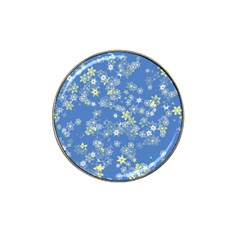 Yellow Flowers On Blue Hat Clip Ball Marker (10 Pack) by SpinnyChairDesigns