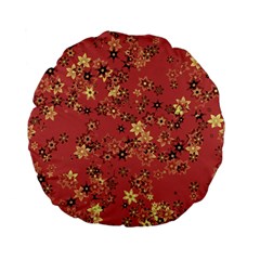 Gold And Rust Floral Print Standard 15  Premium Flano Round Cushions by SpinnyChairDesigns