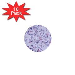 Pastel Purple Floral Pattern 1  Mini Buttons (10 Pack)  by SpinnyChairDesigns