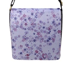 Pastel Purple Floral Pattern Flap Closure Messenger Bag (l) by SpinnyChairDesigns