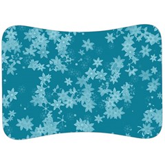 Teal Blue Floral Print Velour Seat Head Rest Cushion by SpinnyChairDesigns