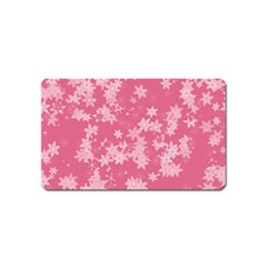 Blush Pink Floral Print Magnet (name Card) by SpinnyChairDesigns