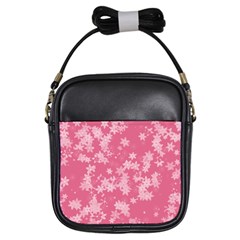 Blush Pink Floral Print Girls Sling Bag by SpinnyChairDesigns