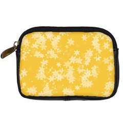 Saffron Yellow Floral Print Digital Camera Leather Case by SpinnyChairDesigns