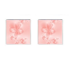 Pastel Coral Floral Print Cufflinks (square) by SpinnyChairDesigns