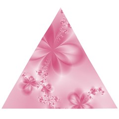Blush Pink Floral Print Wooden Puzzle Triangle by SpinnyChairDesigns