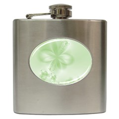 Tea Green Floral Print Hip Flask (6 Oz)