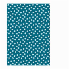 Teal White Floral Print Small Garden Flag (two Sides) by SpinnyChairDesigns
