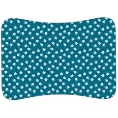 Teal White Floral Print Velour Seat Head Rest Cushion by SpinnyChairDesigns