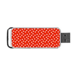 Red White Floral Print Portable Usb Flash (two Sides) by SpinnyChairDesigns