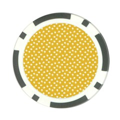 Saffron Yellow White Floral Pattern Poker Chip Card Guard by SpinnyChairDesigns