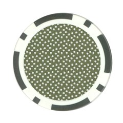 Sage Green White Floral Print Poker Chip Card Guard by SpinnyChairDesigns