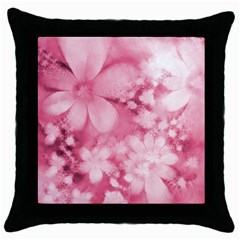 Blush Pink Watercolor Flowers Throw Pillow Case (black) by SpinnyChairDesigns