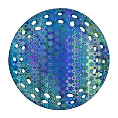 Boho Blue Wildflower Print Ornament (round Filigree) by SpinnyChairDesigns