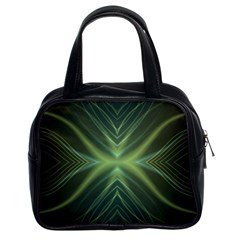 Abstract Green Stripes Classic Handbag (two Sides) by SpinnyChairDesigns