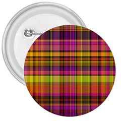 Pink Yellow Madras Plaid 3  Buttons by SpinnyChairDesigns