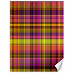 Pink Yellow Madras Plaid Canvas 36  X 48  by SpinnyChairDesigns