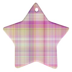 Pink Madras Plaid Star Ornament (two Sides) by SpinnyChairDesigns