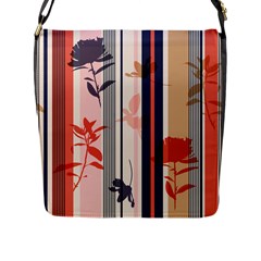 Stripies Orange Floral Pattern Flap Closure Messenger Bag (l)