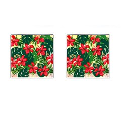 Floral Pink Flowers Cufflinks (square) by Mariart