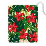 Floral Pink Flowers Drawstring Pouch (5XL) Front