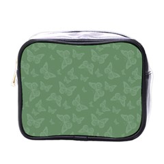 Asparagus Green Butterfly Print Mini Toiletries Bag (one Side) by SpinnyChairDesigns