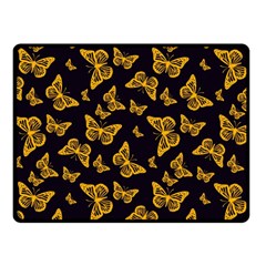 Black Gold Butterfly Print Fleece Blanket (small) by SpinnyChairDesigns