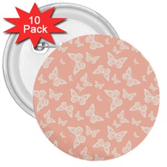 Peaches And Cream Butterfly Print 3  Buttons (10 Pack)  by SpinnyChairDesigns