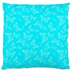 Aqua Blue Butterfly Print Standard Flano Cushion Case (two Sides) by SpinnyChairDesigns